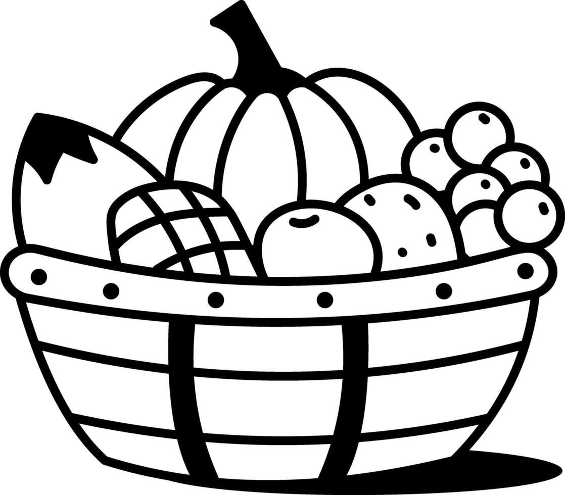 Sketchy style icon denoting fruit basket vector