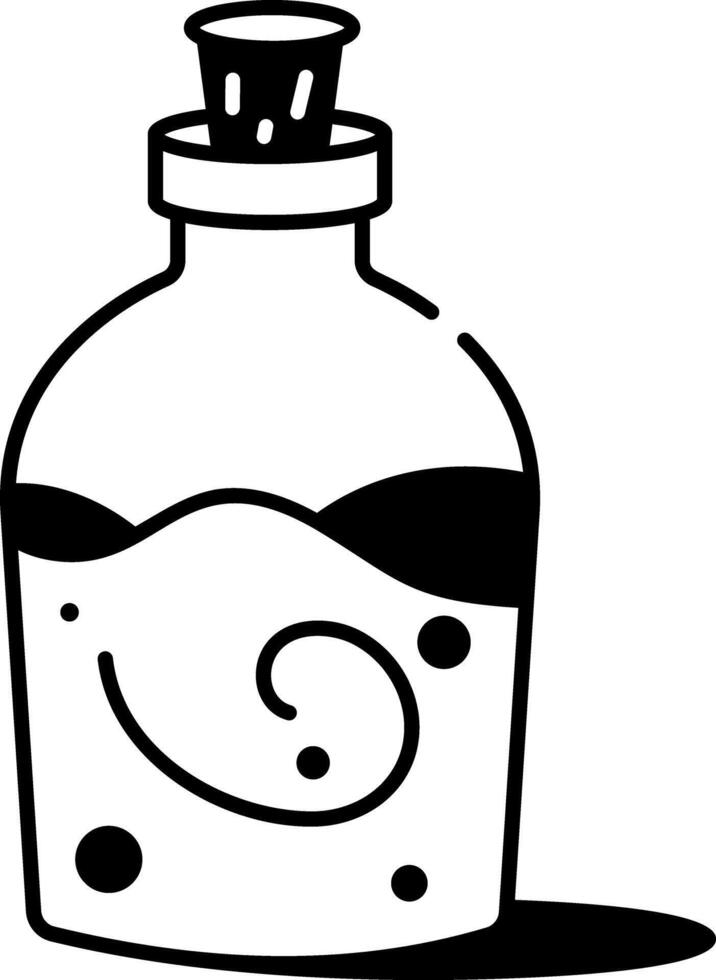 Weed liquid bottle icon in hand drawn style vector