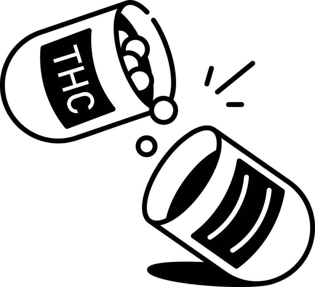 Thc capsule icon in hand drawn style vector