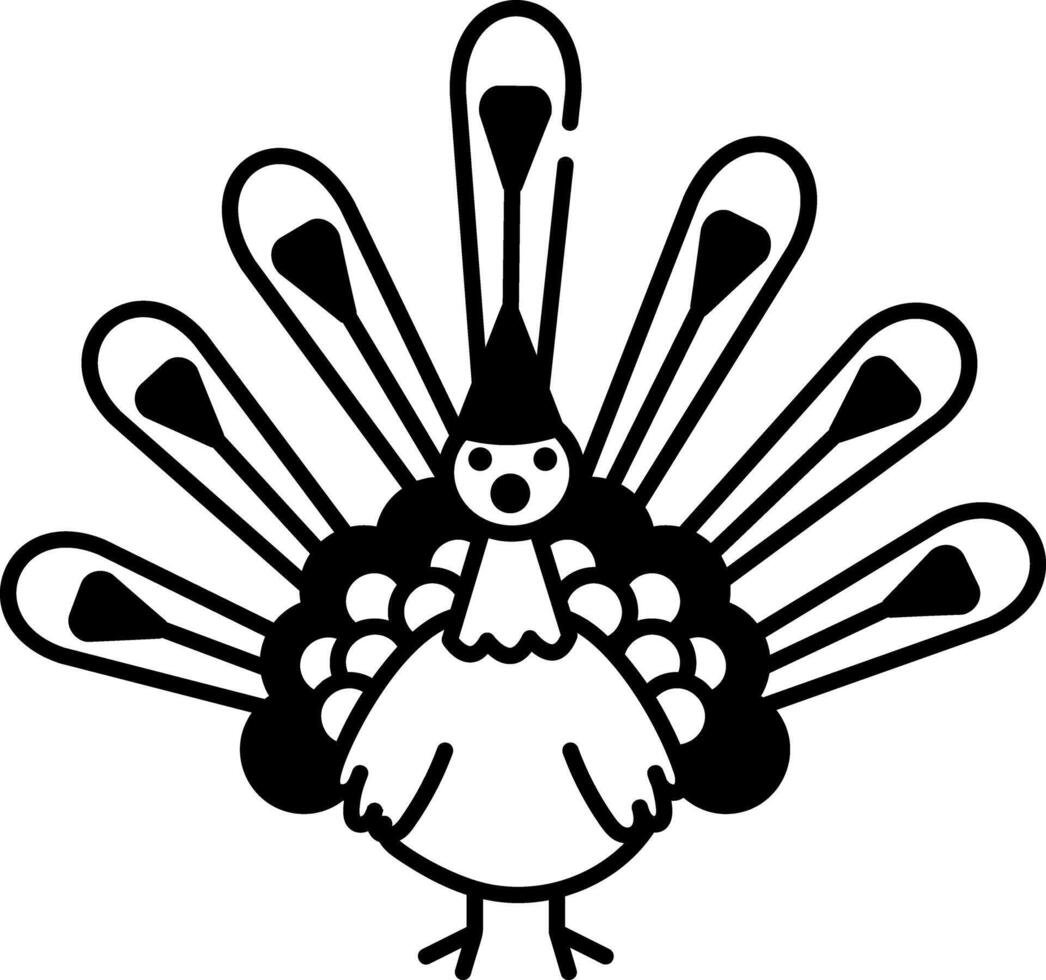 An icon of thanksgiving turkey designed in hand drawn style vector