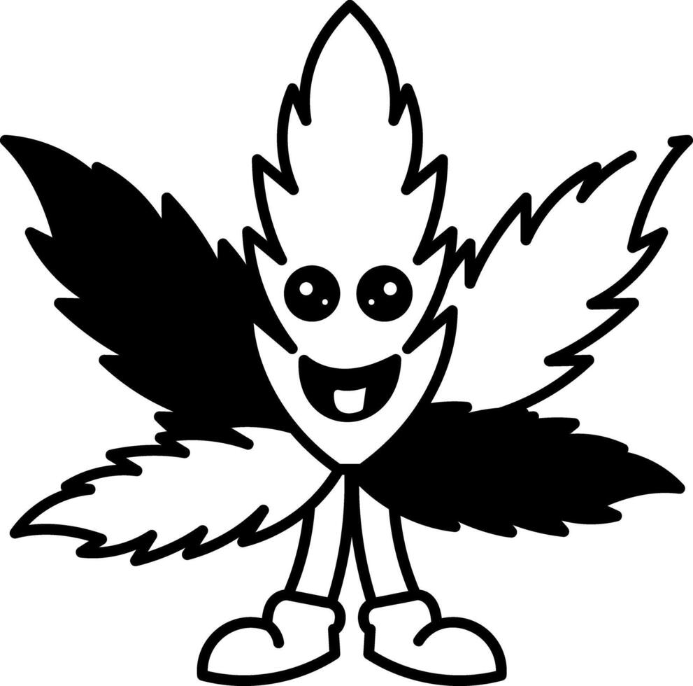 A hand drawn style icon of a weed leaf vector