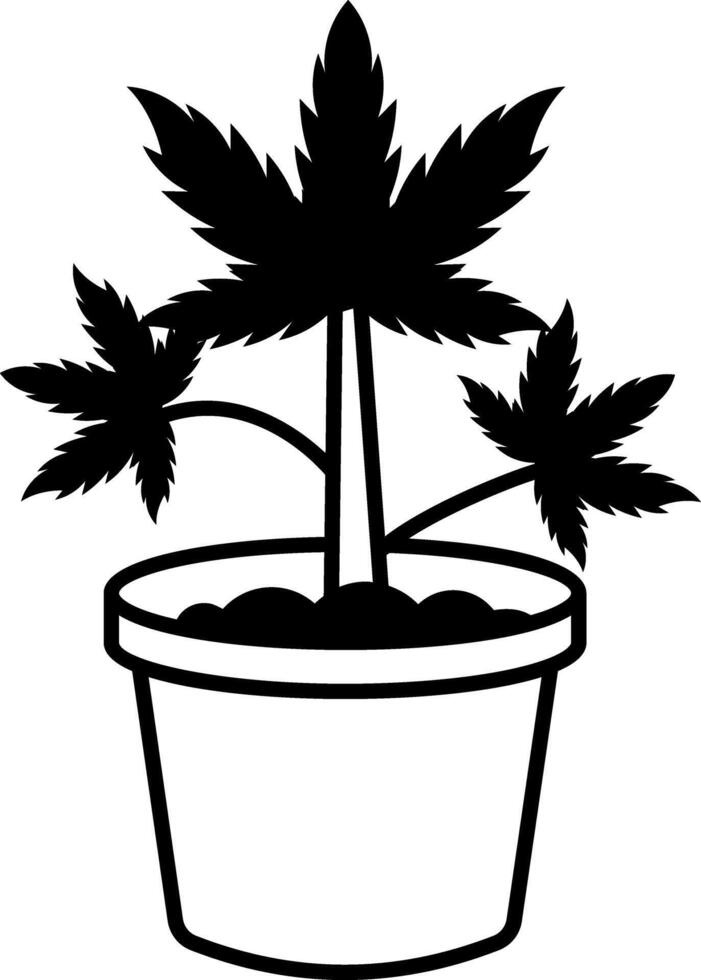 A doodle style icon of a weed plant vector