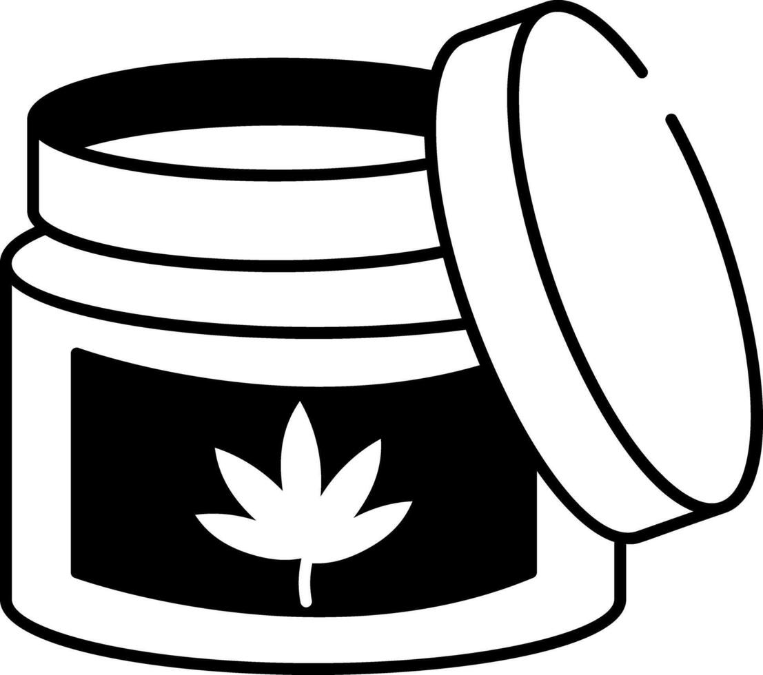 A hand drawn icon of a weed cream jar vector