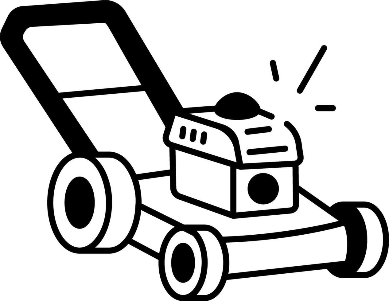 Doodle style icon of grass lawn mower vector