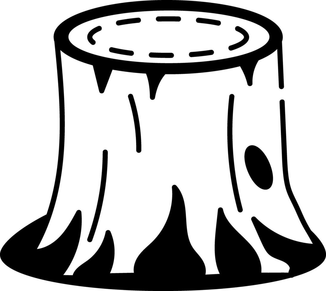 A hand drawn style icon of tree stump vector