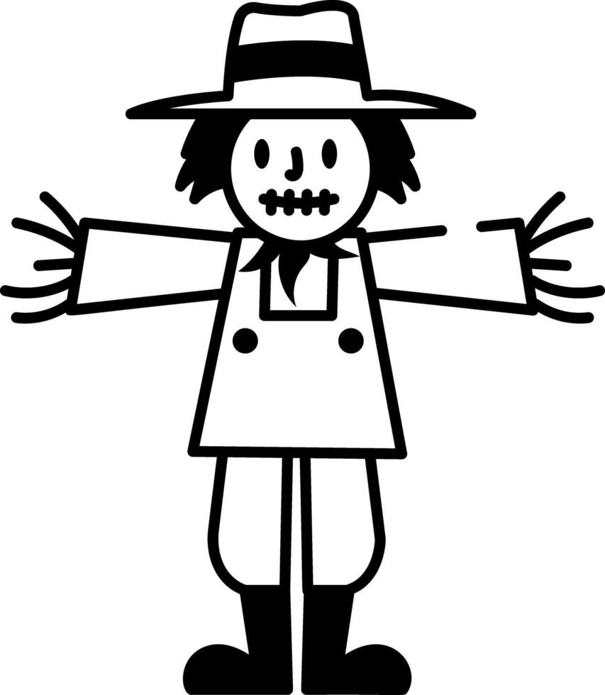 A doodle style icon of farm scarecrow with hat vector