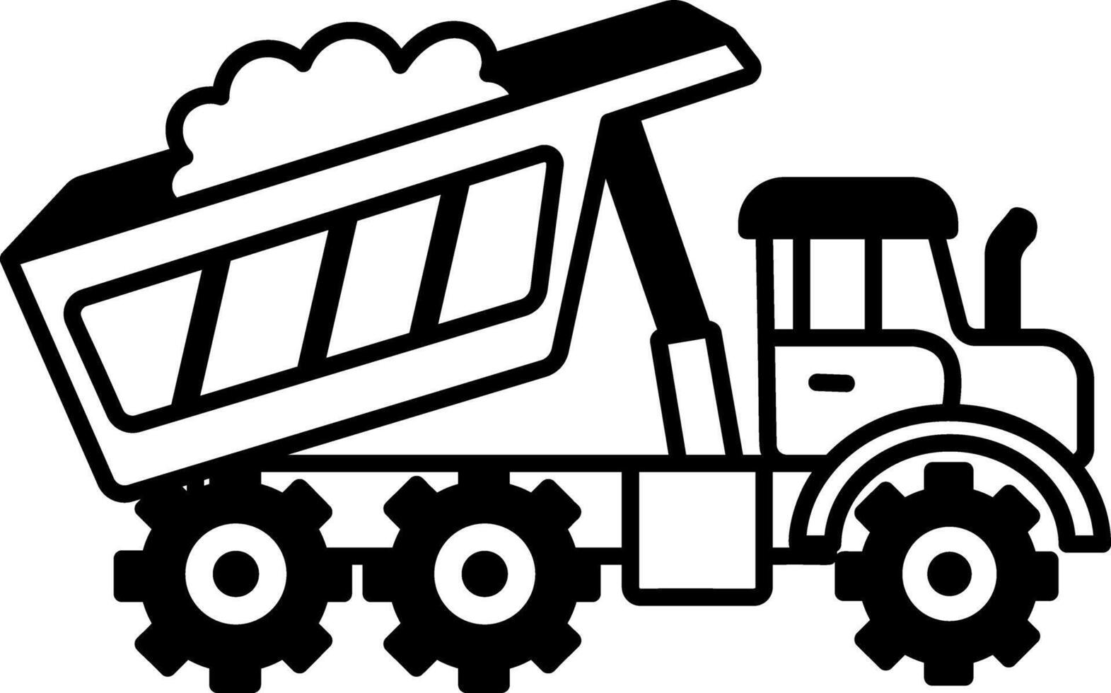 A doodle style icon showing truck dumper vector