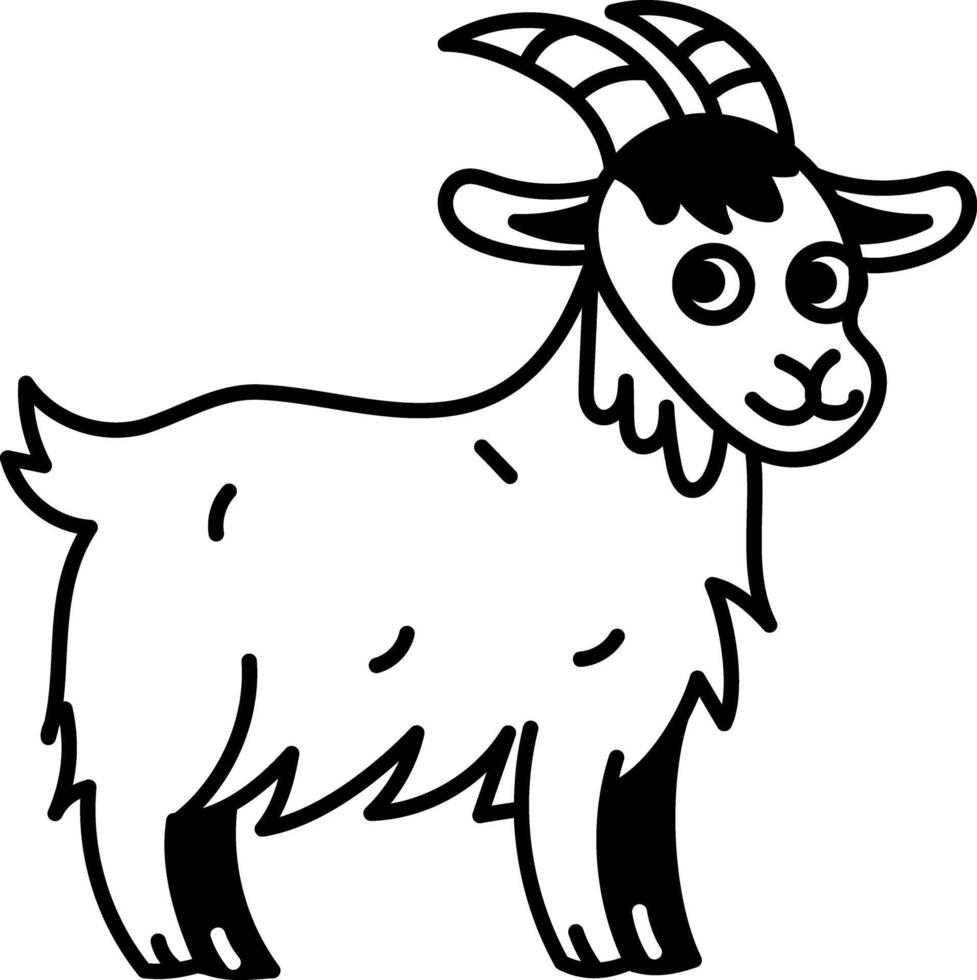 Doodle icon showing a cute farm goat vector