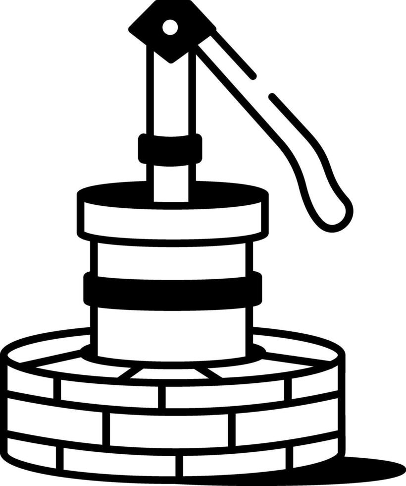 Hand drawn icon depicting rural hand pump vector
