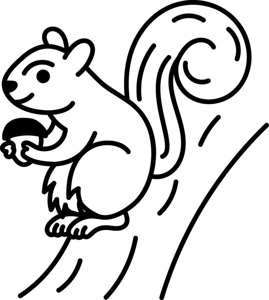 Doodle icon showing squirrel eating a nut vector