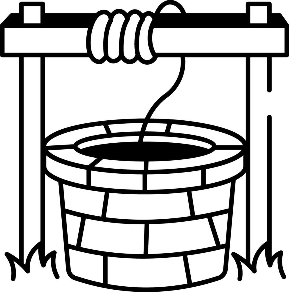Doodle style icon of rural water well vector