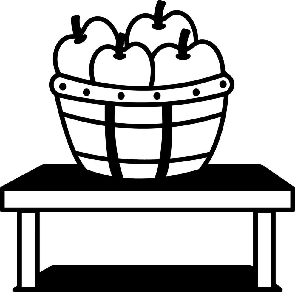 Doodle style icon showing a fresh fruit basket vector