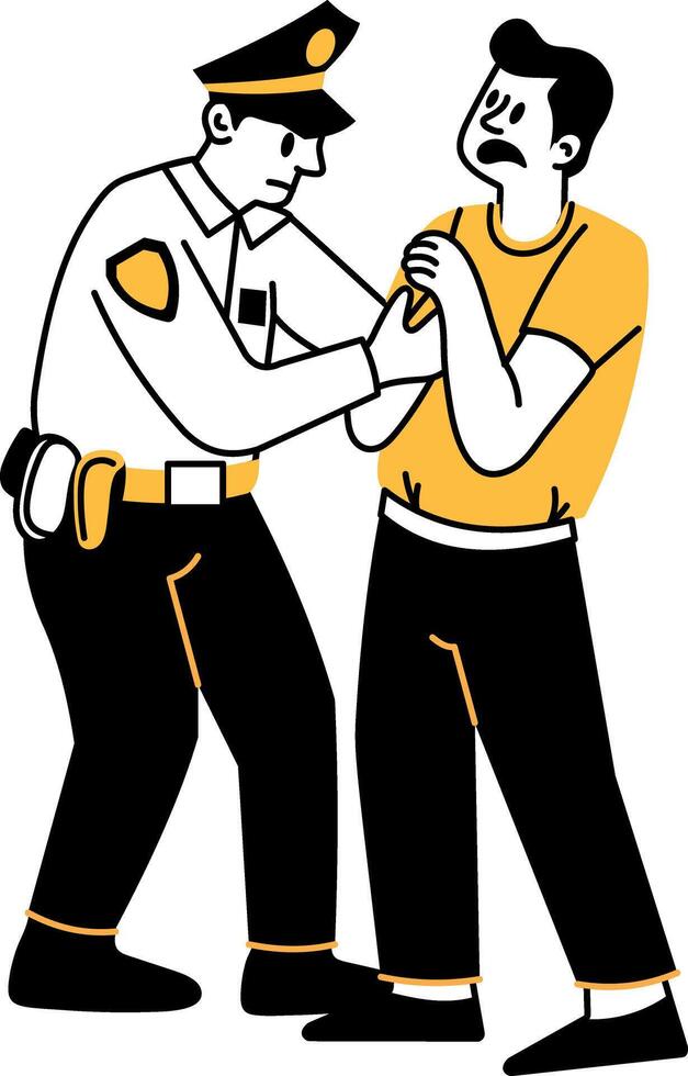 A hand drawn illustration of apprehend character vector
