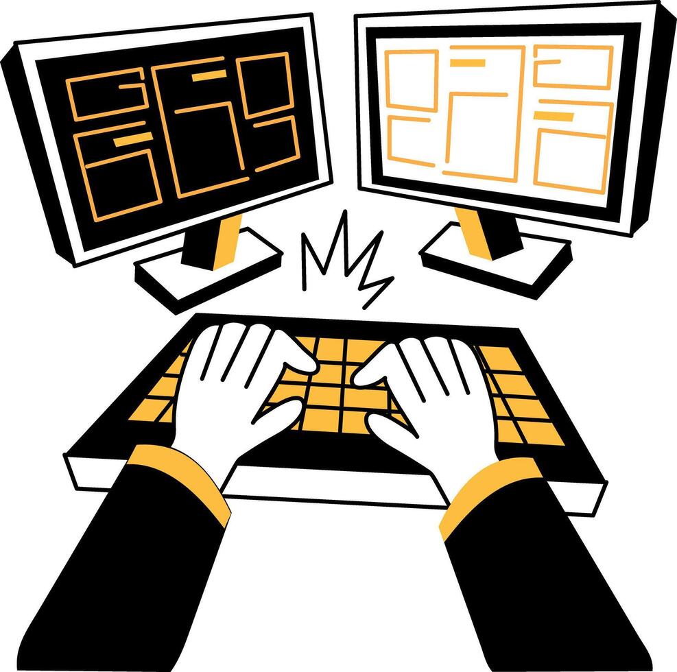 Hand drawn illustration showing cybersecurity system vector