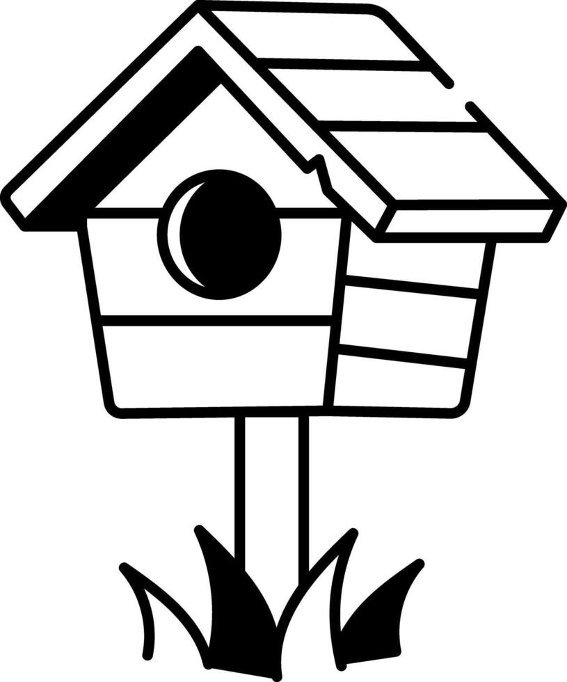 A hand drawn style icon of cozy birdhouse vector