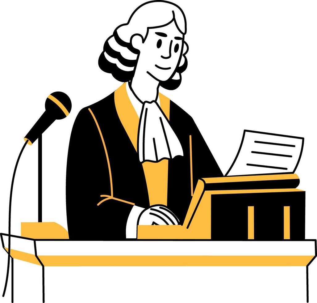 A court stenographer illustration in hand drawn style vector