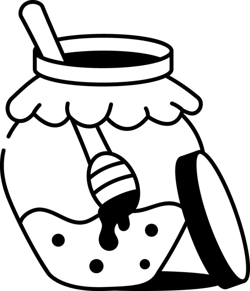 Doodle icon of honey jar with a spoon vector