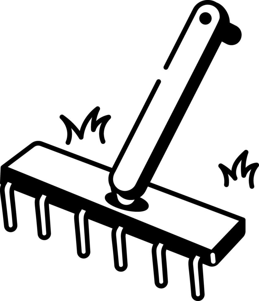 Hand drawn icon showing farming rake vector