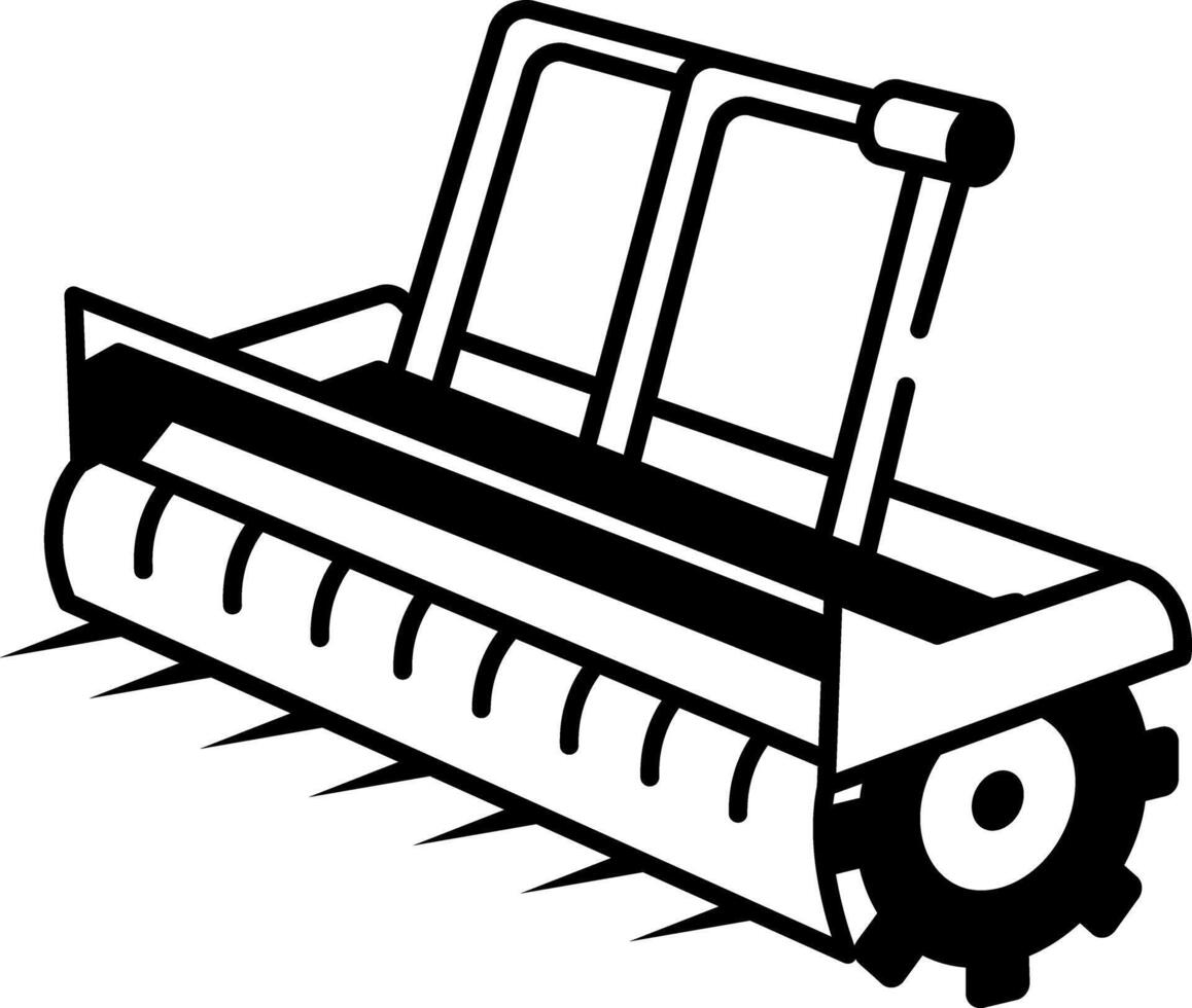 Icon of heavy farm plow in doodle style vector