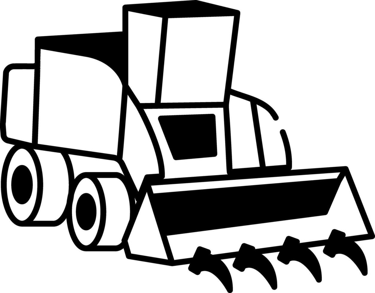 Drawing style icon showing farm silage cutter vector