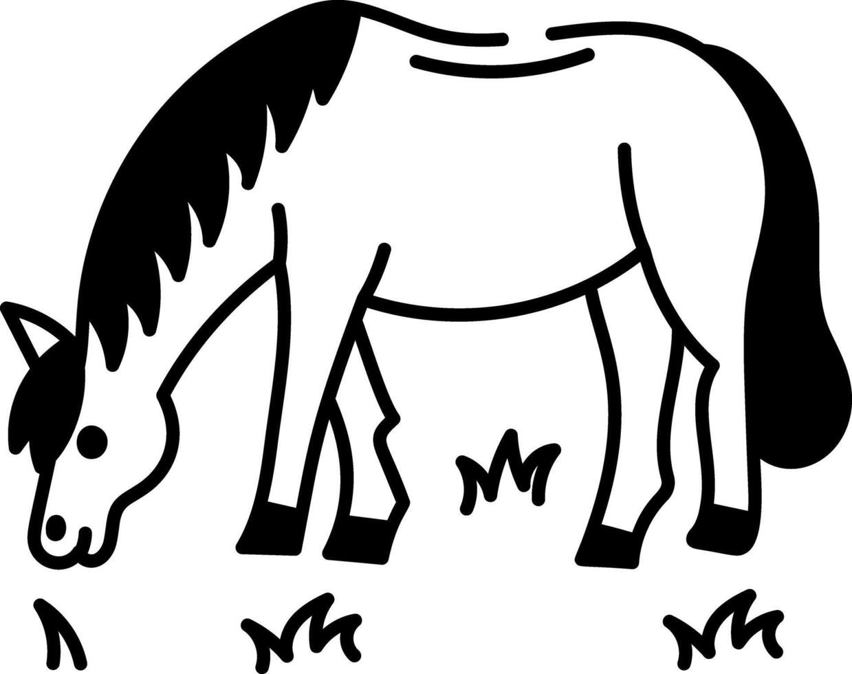 Drawing style icon of farm horse grazing vector