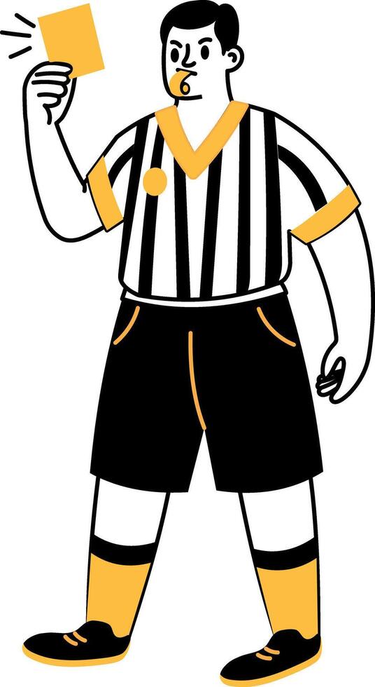 A hand drawn illustration depicting referee showing warning card vector