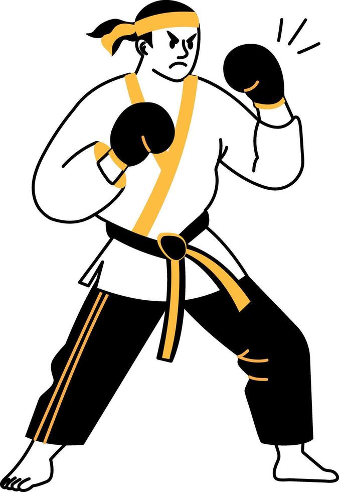 A hand drawn illustration depicting karate fighter vector