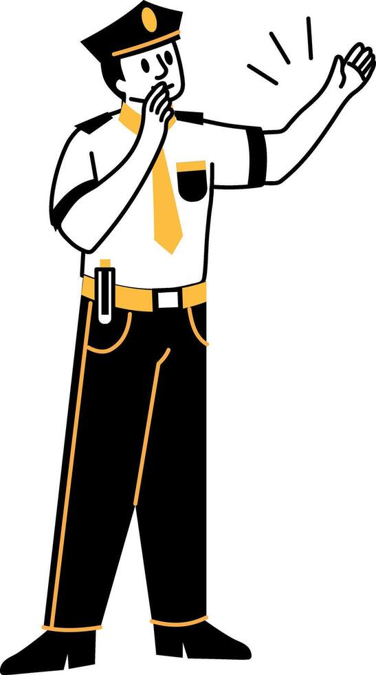 A hand drawn illustration of traffic police vector