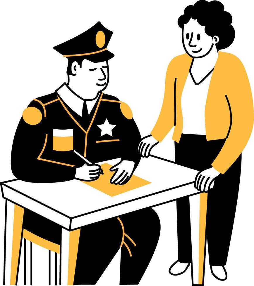 A character writing police complaint, hand drawn illustration vector
