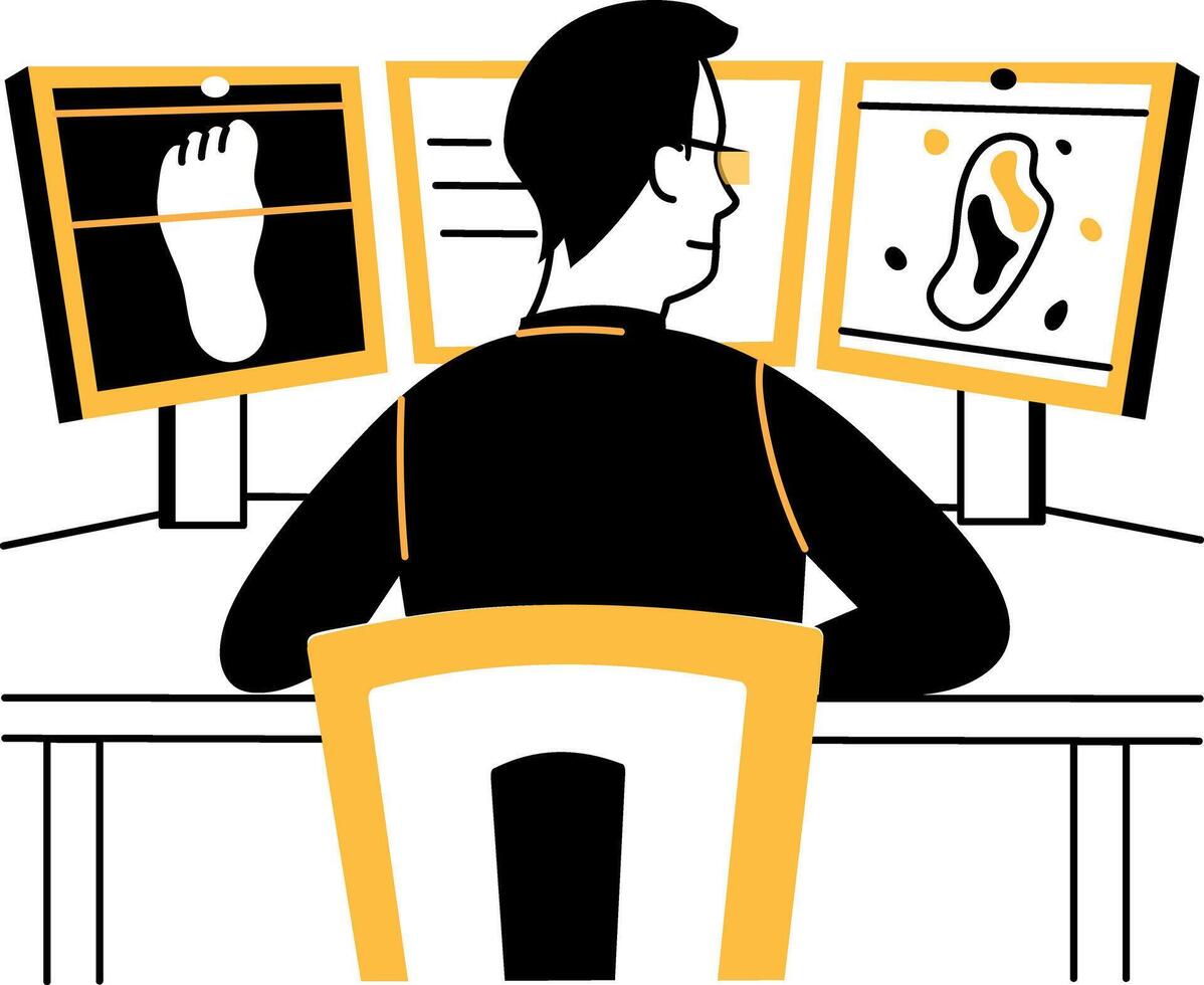 Cyber investigation illustration in hand drawn style vector