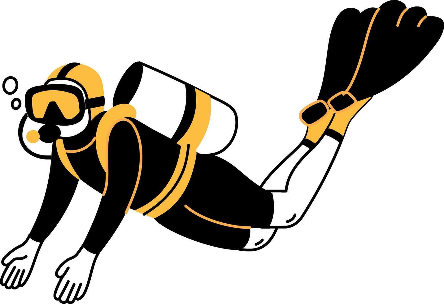 A doodle style illustration showing scuba diving vector