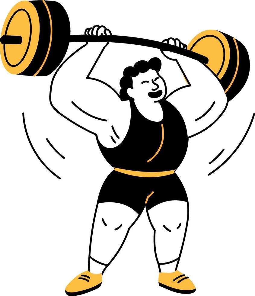 A doodle style illustration showing weightlifting vector