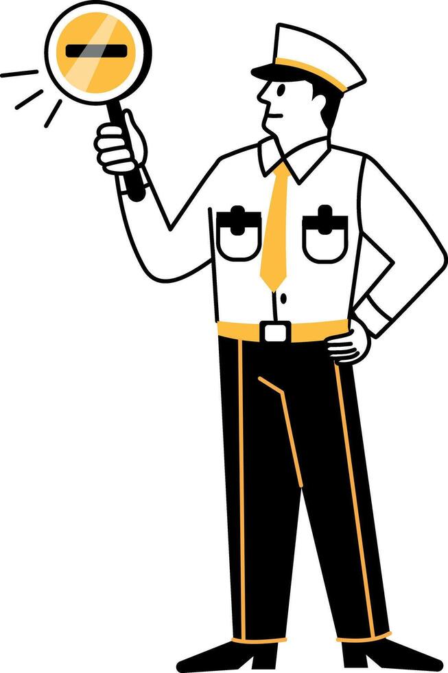 A hand drawn illustration of traffic officer vector