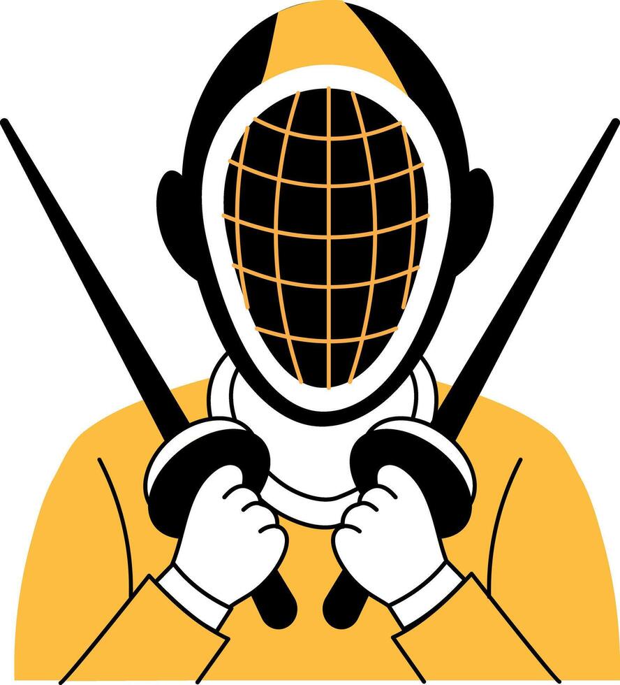 A sketchy illustration showing person wearing fencing mask vector