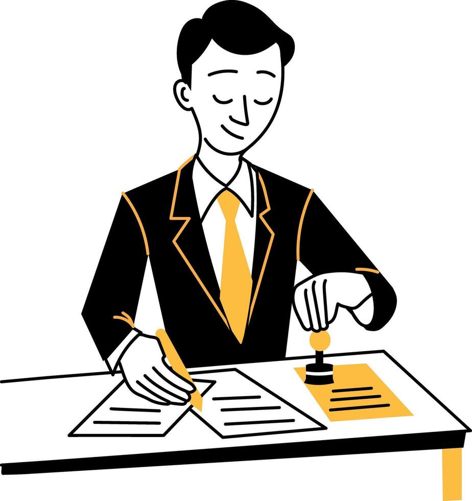 A hand drawn illustration of notary character vector