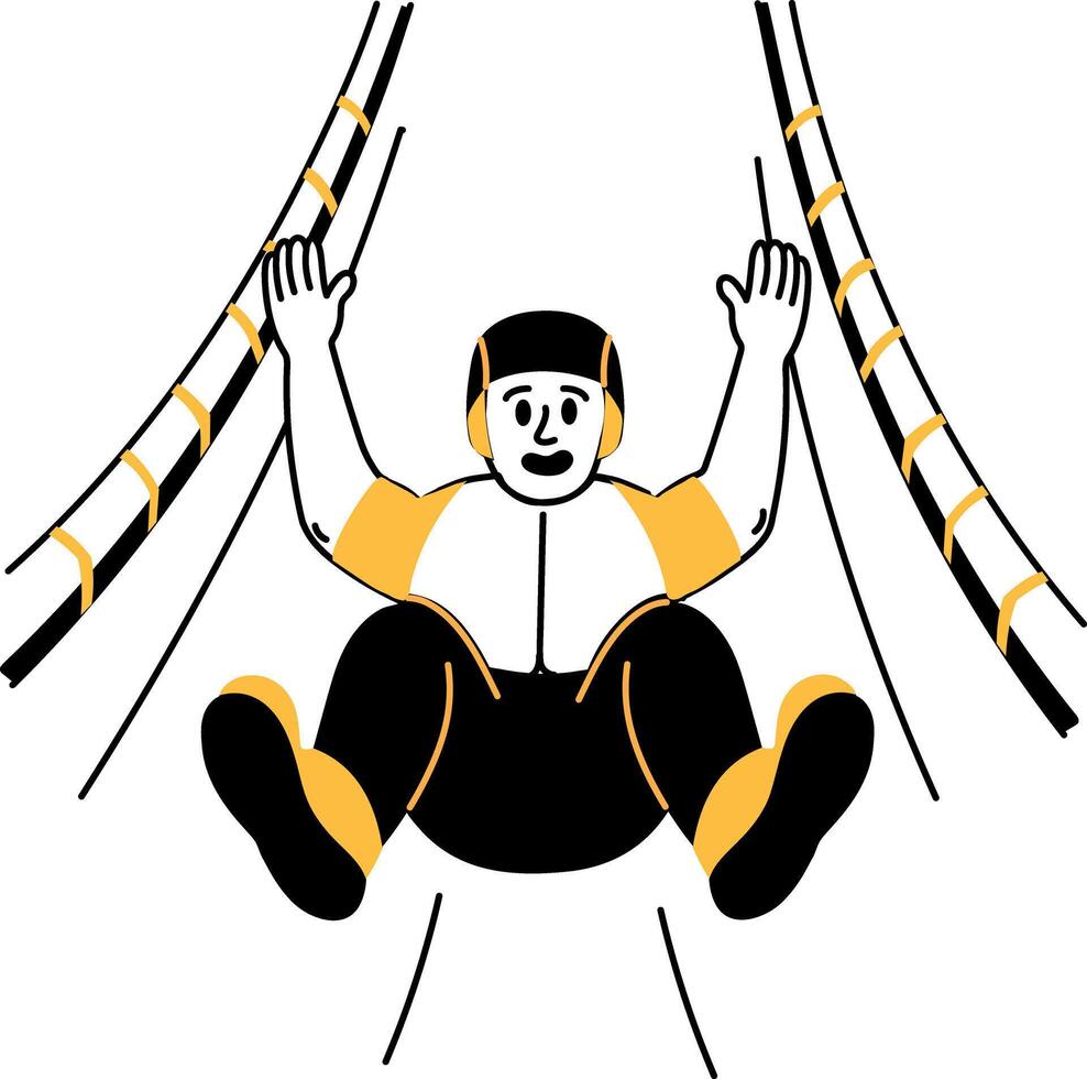 A drawing style illustration showing luge race on icy track vector