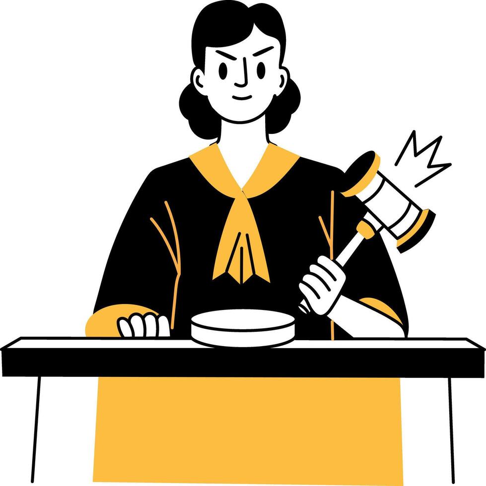 A hand drawn illustration of a female judge vector