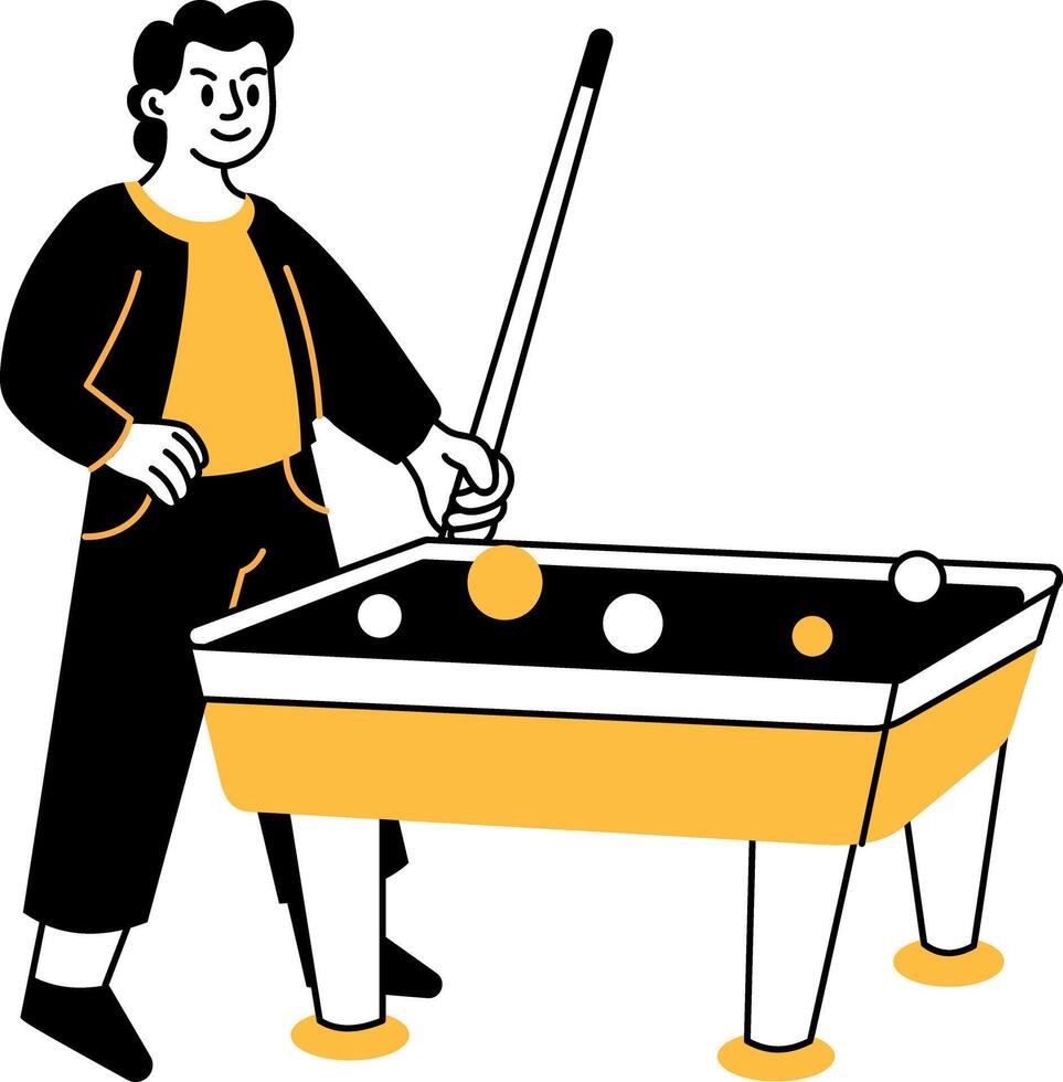 A hand drawn illustration depicting snooker player vector