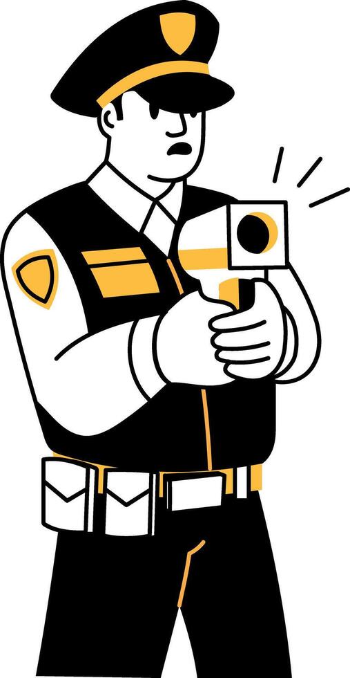 A hand drawn illustration of a police gun vector