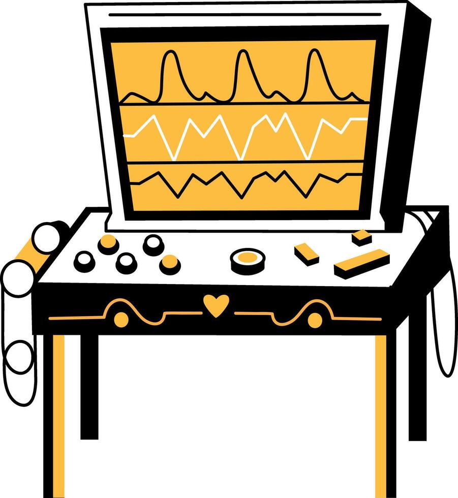 A hand drawn illustration of a lie detector machine vector