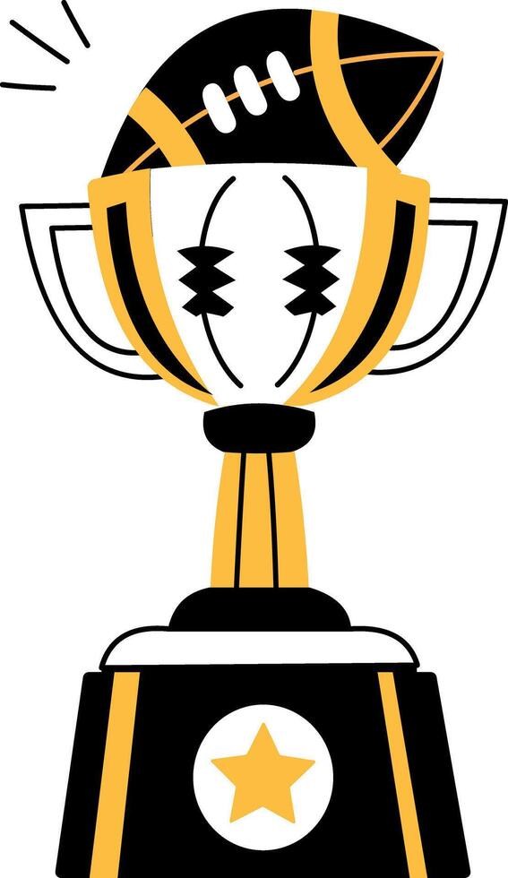 A drawing style illustration showing trophy with rugby ball vector