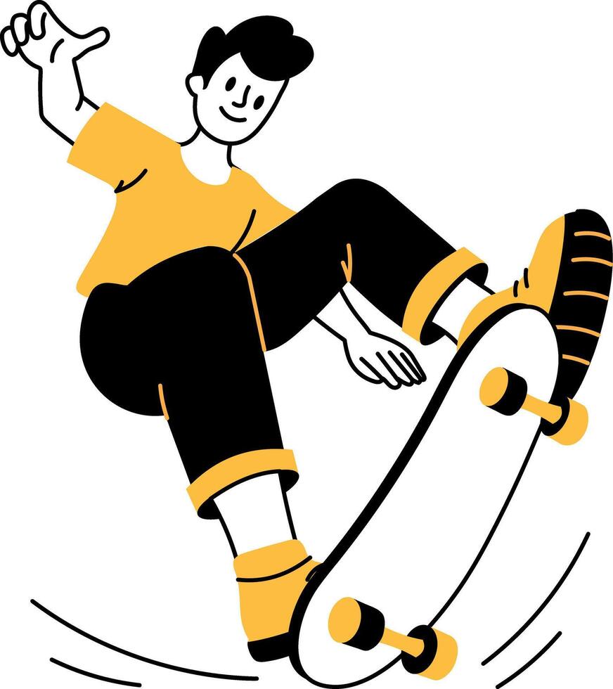 A sketchy illustration showing skateboarding vector