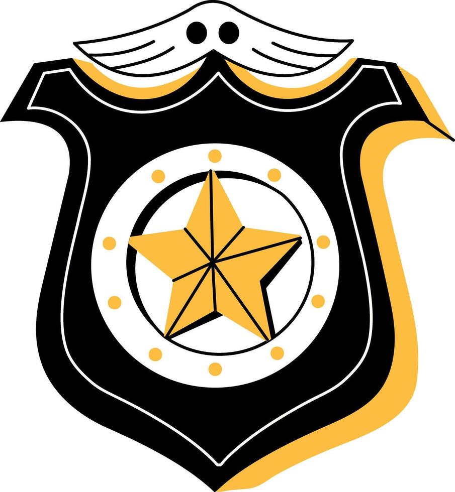 A hand draw illustration of officer badge vector