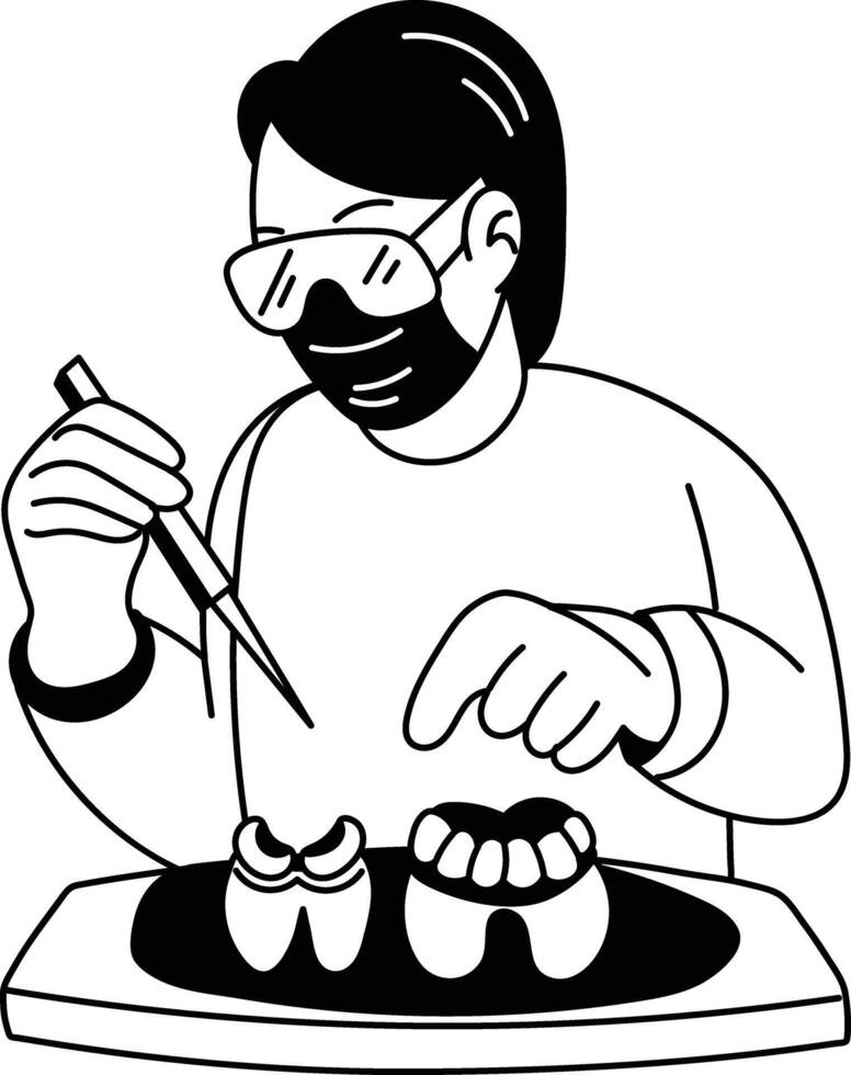 Doodle style illustration of dental expert vector