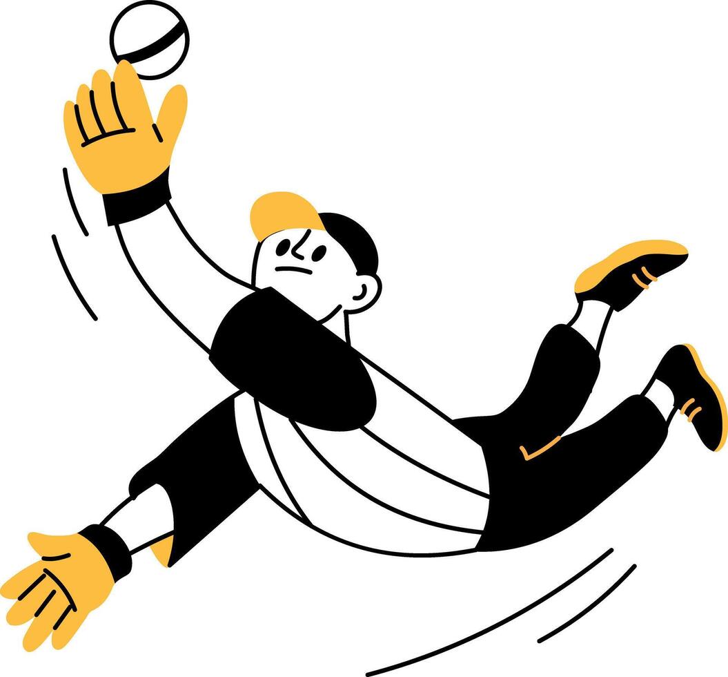 A drawing style illustration showing fielder catching cricket ball vector