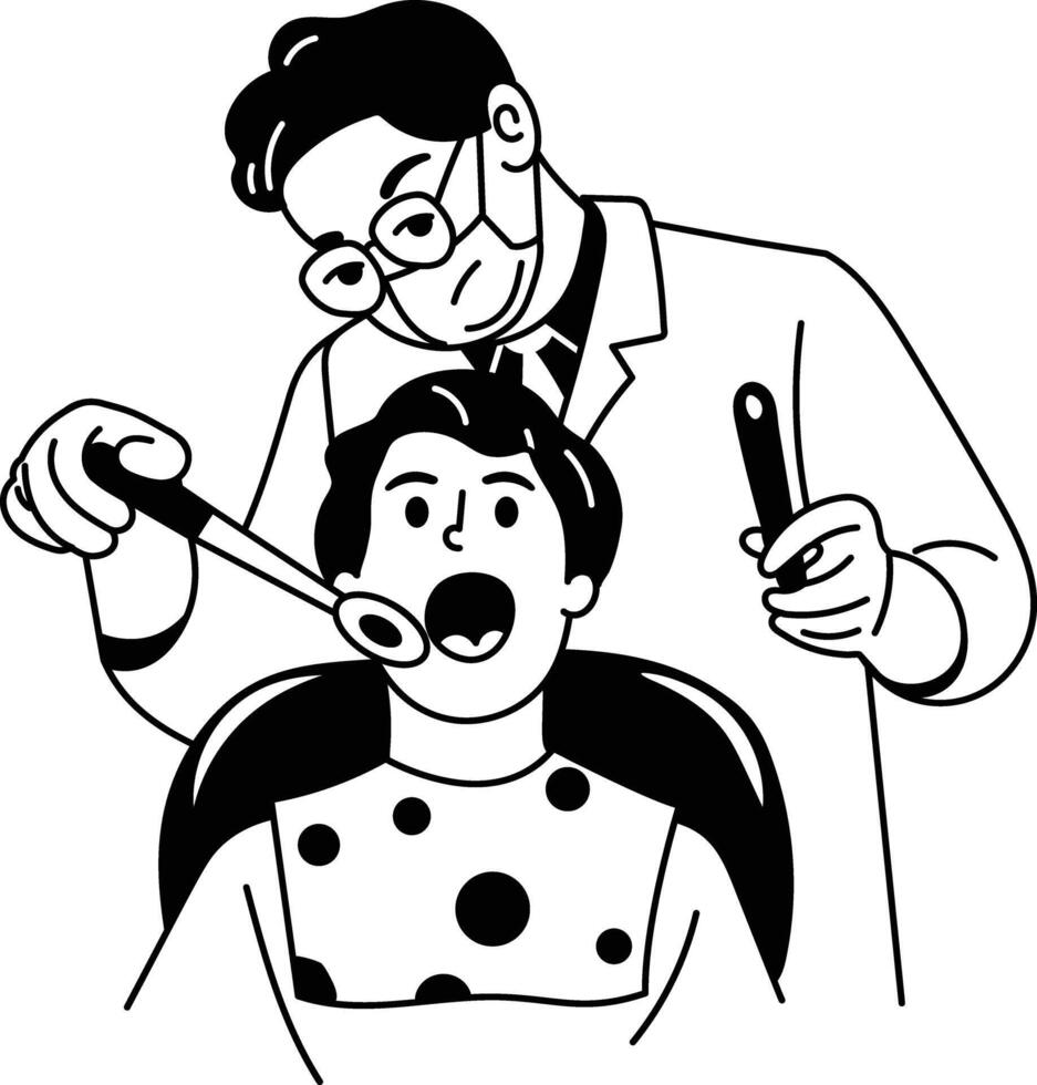 Dental checkup illustration in sketchy style vector