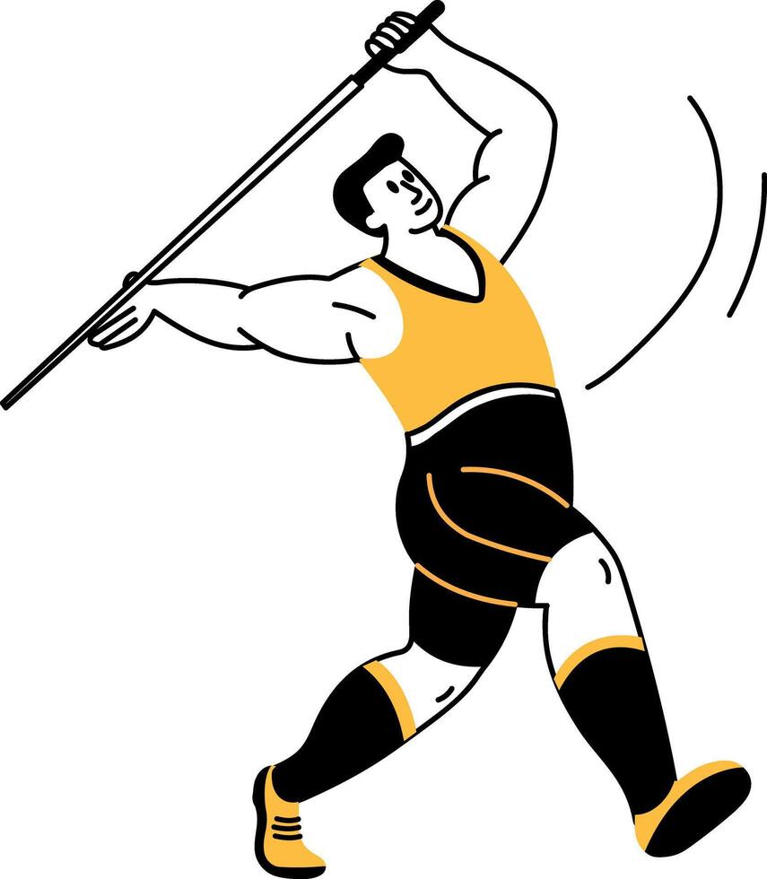 A drawing style illustration showing javelin throw vector
