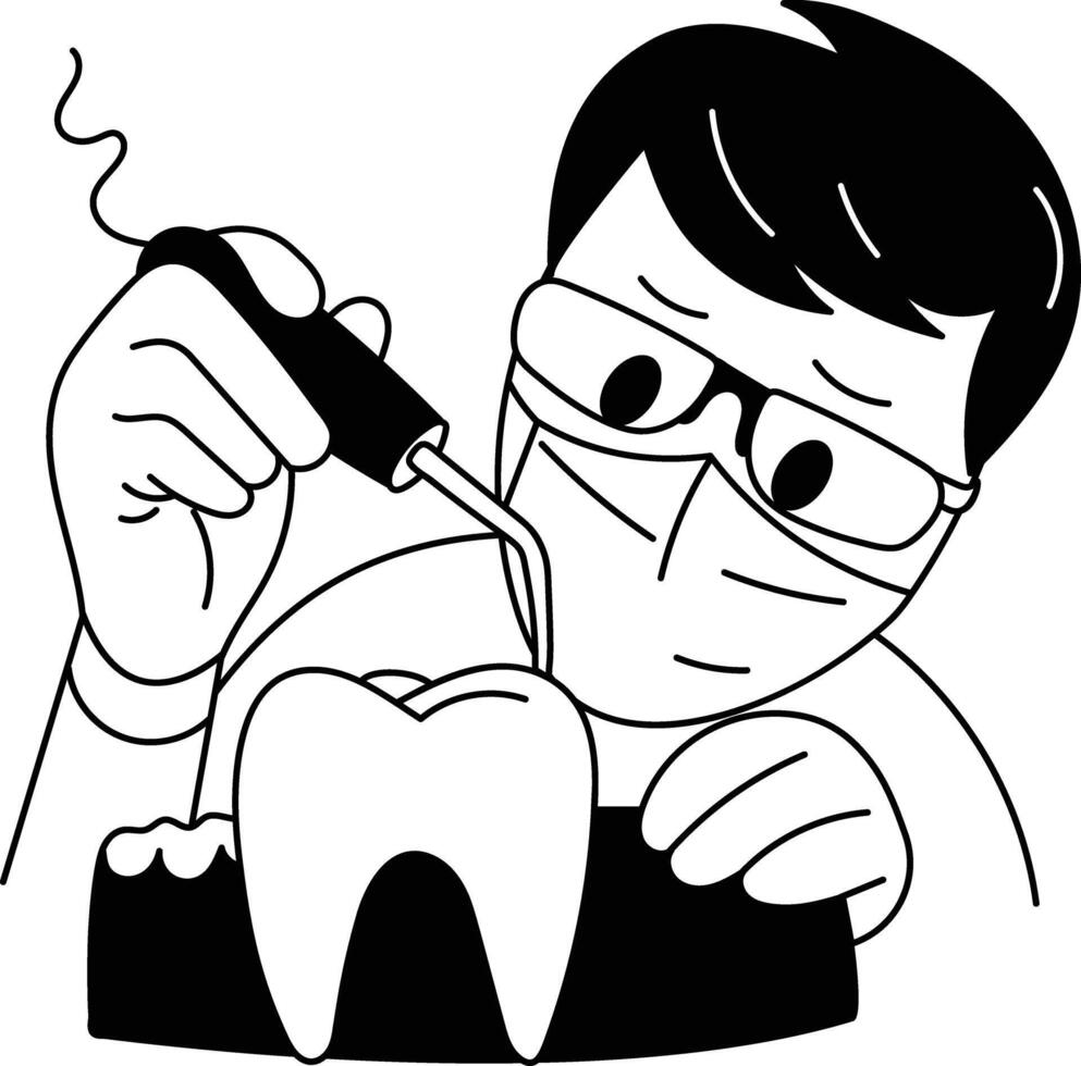 A sketchy style illustration of dentist vector