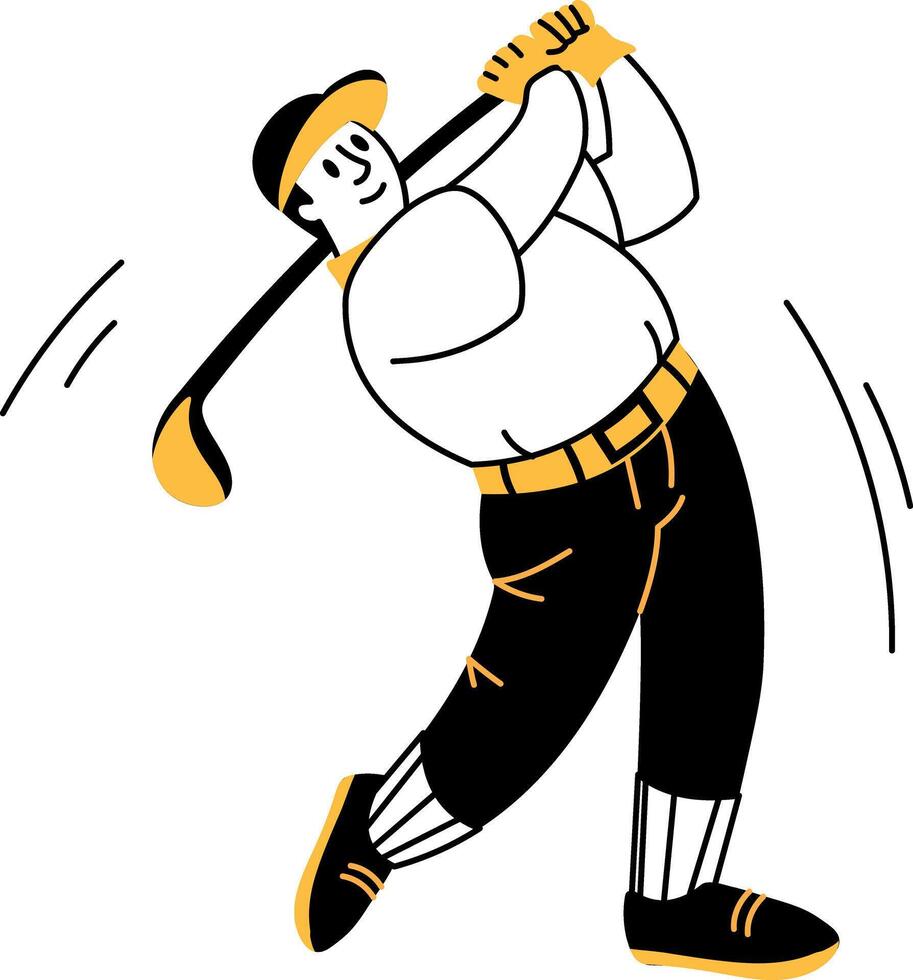 A drawing style illustration showing golf player hitting vector