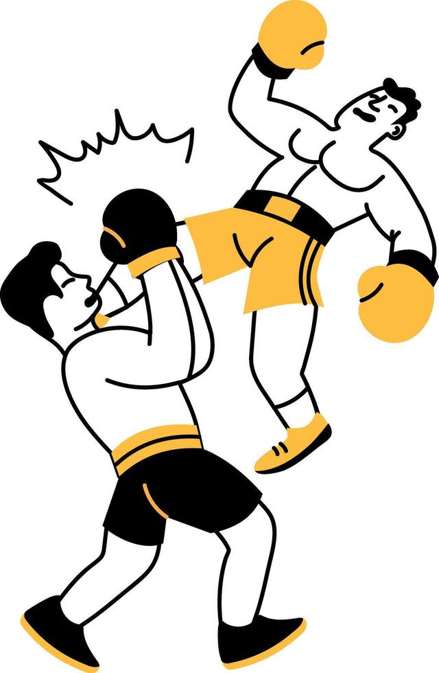 A sketchy illustration showing boxing match vector